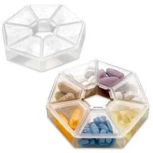 MEDca Weekly Pill Organizer Clear 7-Sided Pill Reminder, Round Shaped Pack of 2 MEDca Weekly Pill Organizer Clear 7-Sided Pill Reminder, Round Shaped Pack of 2
