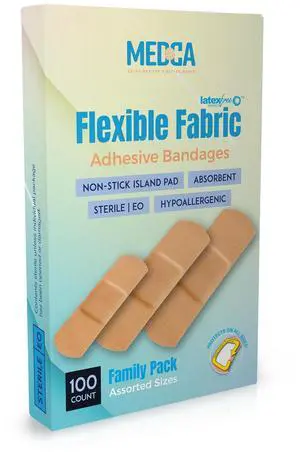 Flexible Fabric Adhesive Bandages for Comfortable Flexible Large Protection & Wound Care of Minor Cuts, Scrapes, & Wounds, Assorted Sizes Flexible Fabric Adhesive Bandages for Comfortable Flexible Large Protection & Wound Care of Minor Cuts, Scrapes, & Wounds, Assorted Sizes