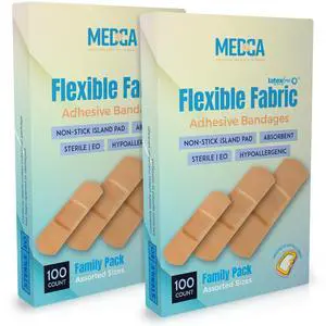 Flexible Fabric Adhesive Bandages for Comfortable Flexible Large Protection & Wound Care of Minor Cuts, Scrapes, & Wounds, Assorted Sizes Flexible Fabric Adhesive Bandages for Comfortable Flexible Large Protection & Wound Care of Minor Cuts, Scrapes, & Wounds, Assorted Sizes
