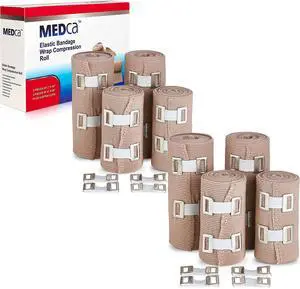 Elastic Compression Bandage Wrap - Premium Quality (Set of 8) w/Hooks, Athletic Sport Support Tape Rolls for Ankle, Wrist, Arm, Leg Sprains First Aid Bandages Measure (4)- 4" x 5 Ft (4)- 3" x 5 Ft Elastic Compression Bandage Wrap - Premium Quality (Set of 8) w/Hooks, Athletic Sport Support Tape Rolls for Ankle, Wrist, Arm, Leg Sprains First Aid Bandages Measure (4)- 4" x 5 Ft (4)- 3" x 5 Ft