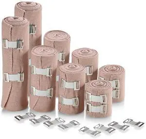 MEDca Elastic Compression Bandage Wrap - First Aid Bandages Roll Measures 2", 3", 4", 6" x 5 Ft with 4 Extra Hooks - Athletic Sports Stretch Wraps for Ankle, Wrist, Arm & Leg Sprains (Pack of 8) MEDca Elastic Compression Bandage Wrap - First Aid Bandages Roll Measures 2", 3", 4", 6" x 5 Ft with 4 Extra Hooks - Athletic Sports Stretch Wraps for Ankle, Wrist, Arm & Leg Sprains (Pack of 8)