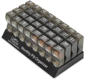 Monthly Pill Organizer - Am/Pm Daily Pill Organizer 32 Compartments for Each Day, Pill Dispenser and Dispenser Caddy That Helps You Organize Your Life, Perfect for Supplements and Medication, Black Monthly Pill Organizer - Am/Pm Daily Pill Organizer 32 Compartments for Each Day, Pill Dispenser and Dispenser Caddy That Helps You Organize Your Life, Perfect for Supplements and Medication, Black
