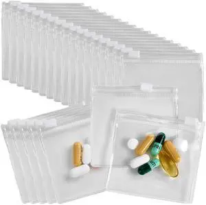 Zippered Pill Pouch Bags - 24 Pcs, Slide Lock Clear Plastic Mini Bags, BPA-Free for Pills Vitamins, Supplements, Medications, Jewelry, Crafts, Small Objects - Self-Sealing, Reusable, Travel-Friendly Zippered Pill Pouch Bags - 24 Pcs, Slide Lock Clear Plastic Mini Bags, BPA-Free for Pills Vitamins, Supplements, Medications, Jewelry, Crafts, Small Objects - Self-Sealing, Reusable, Travel-Friendly