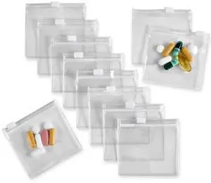Zippered Pill Pouch Bags - 12 Pcs, Slide Lock Clear Plastic Mini Bags, BPA-Free for Pills Vitamins, Supplements, Medications, Jewelry, Crafts, Small Objects - Self-Sealing, Reusable, Travel-Friendly Zippered Pill Pouch Bags - 12 Pcs, Slide Lock Clear Plastic Mini Bags, BPA-Free for Pills Vitamins, Supplements, Medications, Jewelry, Crafts, Small Objects - Self-Sealing, Reusable, Travel-Friendly