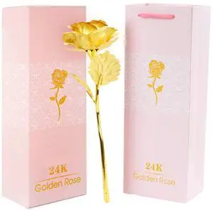 24k Gold Rose with Luxury Gift Box - 10-inch Golden Rose Metal Single Roses and Valentine's Day Gifts Idea for Women, Loved Ones, Mom, Wife, Girlfriend, Grandma, Mother's Day 24k Gold Rose with Luxury Gift Box - 10-inch Golden Rose Metal Single Roses and Valentine's Day Gifts Idea for Women, Loved Ones, Mom, Wife, Girlfriend, Grandma, Mother's Day
