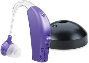 Digital Hearing Aid Amplifier Set - Rechargeable Behind the Ear Personal Sound Amplification Device - for Adults and Seniors with All-Day Battery Life, (Single Unit, Purple) Digital Hearing Aid Amplifier Set - Rechargeable Behind the Ear Personal Sound Amplification Device - for Adults and Seniors with All-Day Battery Life, (Single Unit, Purple)
