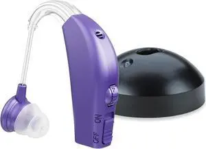 Digital Hearing Aid Amplifier Set - Rechargeable Behind the Ear Personal Sound Amplification Device - for Adults and Seniors with All-Day Battery Life, (Single Unit, Purple) Digital Hearing Aid Amplifier Set - Rechargeable Behind the Ear Personal Sound Amplification Device - for Adults and Seniors with All-Day Battery Life, (Single Unit, Purple)