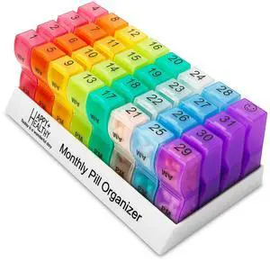 Pill Organizer Monthly - 31 Day Am/Pm Daily 32 Pill Cases for Each Day, Organizer Box for Vitamins, Medicine and Medication Pill Organizer Monthly - 31 Day Am/Pm Daily 32 Pill Cases for Each Day, Organizer Box for Vitamins, Medicine and Medication