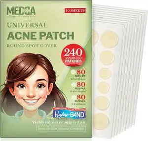 Acne Absorbing Covers - Hydrocolloid Acne Care Bandages (240 Count) Three Universal Patch Sizes, Acne Blemish Treatment for Face & Skin Spot Pore Patch that Conceals, Reduce Pimples and Blackheads Acne Absorbing Covers - Hydrocolloid Acne Care Bandages (240 Count) Three Universal Patch Sizes, Acne Blemish Treatment for Face & Skin Spot Pore Patch that Conceals, Reduce Pimples and Blackheads