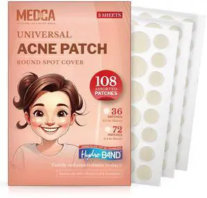 Acne Care Pimple Patch Absorbing Cover - Hydrocolloid Bandages (108 Count) Two Universal Sizes, Acne Spot Treatment for Face & Skin Spot Patch That Conceals Acne, Reduces Pimples and Blackheads Acne Care Pimple Patch Absorbing Cover - Hydrocolloid Bandages (108 Count) Two Universal Sizes, Acne Spot Treatment for Face & Skin Spot Patch That Conceals Acne, Reduces Pimples and Blackheads