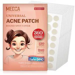 Acne Patches for Face - Hydrocolloid Bandages (360 Count) Pimple Patch in 3 Universal Sizes, Acne Spot Treatment Care for Face & Skin Spot Patch Conceals Zits, Acne, Reduces Pimples and Blackheads Acne Patches for Face - Hydrocolloid Bandages (360 Count) Pimple Patch in 3 Universal Sizes, Acne Spot Treatment Care for Face & Skin Spot Patch Conceals Zits, Acne, Reduces Pimples and Blackheads