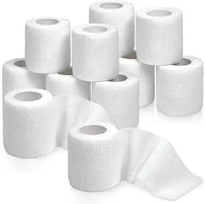 Self Adherent Cohesive Tape - (Pack of 12) 2 x 5 Yards, Self Adhesive Bandage Rolls & Sports Athletic Wrap for Ankle, Wrist, Knee Sprains and Swelling, Vet Wraps in White Color Self Adherent Cohesive Tape - (Pack of 12) 2 x 5 Yards, Self Adhesive Bandage Rolls & Sports Athletic Wrap for Ankle, Wrist, Knee Sprains and Swelling, Vet Wraps in White Color