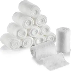 Gauze Bandage Rolls - Pack of 12, 2 x 4.1 Yards Per Roll of Medical Grade Gauze Bandage and Stretch Bandage Wrapping for Dressing All Types of Wounds and First Aid Kit by MEDca