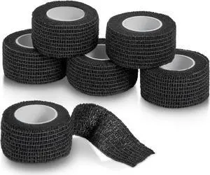 Self-Adherent Cohesive Bandage - Pack of 6 Rolls - 1" Wide x 5 Yards - Athletic Sports Tape for Medical Use, Sports, First Aid and Helps Protect Skin, Black