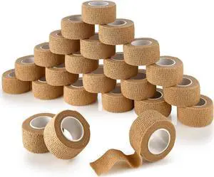 MEDca Self Adherent Cohesive Wrap Bandages 1 Inch X 5 Yards 24 Count with Strong Elastic First Aid Tape for Sprain Swelling and Soreness on Wrist and Ankle (Skin Color) MEDca Self Adherent Cohesive Wrap Bandages 1 Inch X 5 Yards 24 Count with Strong Elastic First Aid Tape for Sprain Swelling and Soreness on Wrist and Ankle (Skin Color)