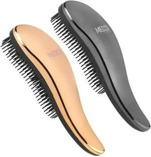Detangling Brushes - Detangler Brush Set - Pain-Free Hair Brush Straightener That Removes Tangles and Knots Straightening Hair Shiny and Smooth (Rose Gold and Silver)