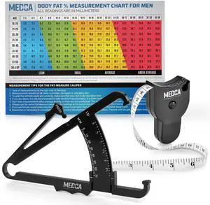 Body Fat Caliper and Measuring Tape for Body - Skinfold Calipers and Body Fat Tape Measure Tool for Accurately Measuring BMI Skin Fold Fitness and Weight-Loss - Upgraded New Design (Black)