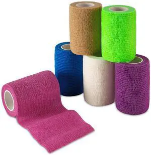 Self Adherent Wrap - Bulk Pack of 6, Athletic Tape Rolls and Sports Wraps, Self Cohesive Non-Woven Bandage (3 In x 5 Yards) FDA Approved for Ankle Sprains & Swelling Self Adherent Wrap - Bulk Pack of 6, Athletic Tape Rolls and Sports Wraps, Self Cohesive Non-Woven Bandage (3 In x 5 Yards) FDA Approved for Ankle Sprains & Swelling