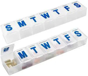 Weekly Pill Organizer - (Pack of 2) Extra Large Vitamin Container with Jumbo Easy to Read Letters, BPA Free - Daily Travel 7 Day Medication Pill Box Case Weekly Pill Organizer - (Pack of 2) Extra Large Vitamin Container with Jumbo Easy to Read Letters, BPA Free - Daily Travel 7 Day Medication Pill Box Case