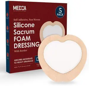 MEDca Silicone Sacrum Foam Dressing w/Adhesive Border 7"x7" Bandage (Pack of 5) - Waterproof Silicone Bandages for Wounds, Highly-Absorbent Wound Dressing for Bed Sore Sacral Foam MEDca Silicone Sacrum Foam Dressing w/Adhesive Border 7"x7" Bandage (Pack of 5) - Waterproof Silicone Bandages for Wounds, Highly-Absorbent Wound Dressing for Bed Sore Sacral Foam