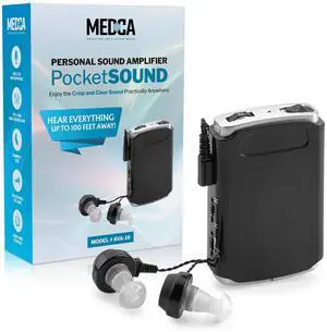 Sound Amplifier - Pocket Sound Voice Enhancer Device with Duo Mic/Ear Plus Extra Headphone and Microphone Set, Personal Hearing Amplifier Device by MEDca Sound Amplifier - Pocket Sound Voice Enhancer Device with Duo Mic/Ear Plus Extra Headphone and Microphone Set, Personal Hearing Amplifier Device by MEDca