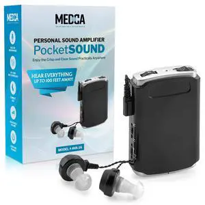 Sound Amplifier - Pocket Sound Voice Enhancer Device with Duo Mic/Ear Plus Extra Headphone and Microphone Set, Personal Hearing Amplifier Device by MEDca Sound Amplifier - Pocket Sound Voice Enhancer Device with Duo Mic/Ear Plus Extra Headphone and Microphone Set, Personal Hearing Amplifier Device by MEDca