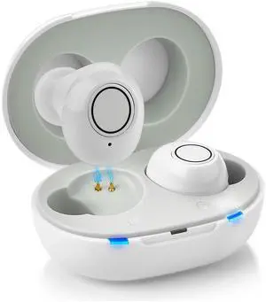 Digital Hearing Amplifier - Next Generation in The Ear Personal Sound Device w/Noise Reduction - Rechargeable ITE 2 Piece Set, Portable Charging Case Sound Assist for Adults and Seniors, White Digital Hearing Amplifier - Next Generation in The Ear Personal Sound Device w/Noise Reduction - Rechargeable ITE 2 Piece Set, Portable Charging Case Sound Assist for Adults and Seniors, White