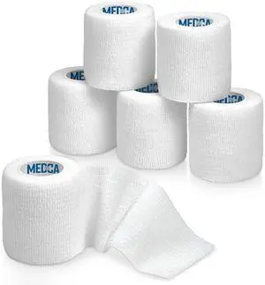 6 Pack, Self Adherent Cohesive Tape - 2 x 5 Yards, Self Adhesive Bandage Rolls & Sports Athletic Wrap for Ankle, Wrist, Knee Sprains and Swelling, Vet Wraps in White Color 6 Pack, Self Adherent Cohesive Tape - 2 x 5 Yards, Self Adhesive Bandage Rolls & Sports Athletic Wrap for Ankle, Wrist, Knee Sprains and Swelling, Vet Wraps in White Color