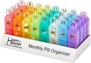Monthly Pill Organizer 2 Times a Day, 30 Day Pill Box AM PM, Morning and Night One Month Pill Box Organizer with Daily Removable 31 Day Pill Organizers and Organizing Tray Monthly Pill Organizer 2 Times a Day, 30 Day Pill Box AM PM, Morning and Night One Month Pill Box Organizer with Daily Removable 31 Day Pill Organizers and Organizing Tray