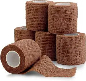6 Pack, Self Adherent Cohesive Tape - 2" x 5 Yards, (Medium Tan Shade) Self Adhesive Bandage Rolls & Sports Athletic Wrap for Ankle, Wrist, Knee Sprains and Swelling - FDA Approved 6 Pack, Self Adherent Cohesive Tape - 2" x 5 Yards, (Medium Tan Shade) Self Adhesive Bandage Rolls & Sports Athletic Wrap for Ankle, Wrist, Knee Sprains and Swelling - FDA Approved