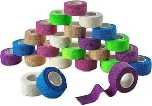 MEDca Self Adherent Cohesive Wrap Bandages 1 Inch X 5 Yards 24 Count with Strong Elastic and Colorful First Aid Tape for Sprain Swelling and Soreness on Wrist and Ankle (Rainbow Color) MEDca Self Adherent Cohesive Wrap Bandages 1 Inch X 5 Yards 24 Count with Strong Elastic and Colorful First Aid Tape for Sprain Swelling and Soreness on Wrist and Ankle (Rainbow Color)