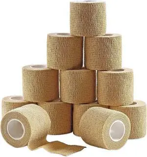 MEDca Self Adherent Cohesive Wrap Bandages 2 Inches X 5 Yards 12 Count with Strong Elastic First Aid Tape for Sprain Swelling and Soreness on Wrist and Ankle (Skin Color) MEDca Self Adherent Cohesive Wrap Bandages 2 Inches X 5 Yards 12 Count with Strong Elastic First Aid Tape for Sprain Swelling and Soreness on Wrist and Ankle (Skin Color)