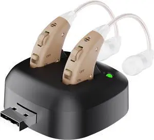 Digital Hearing Amplifier - (Pair of 2) Noise Cancelling with One Touch Volume Control, No Programming Required, Near-Invisible Behind The Ear, Upgraded 2019 Design & Rechargeable USB Dock by MEDca Digital Hearing Amplifier - (Pair of 2) Noise Cancelling with One Touch Volume Control, No Programming Required, Near-Invisible Behind The Ear, Upgraded 2019 Design & Rechargeable USB Dock by MEDca
