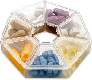 MEDca Weekly Pill Organizer, Clear 7-Compartment Round Pill Box, 7-Day Medication Reminder Case for Vitamins, Supplements & Daily Medicine Storage MEDca Weekly Pill Organizer, Clear 7-Compartment Round Pill Box, 7-Day Medication Reminder Case for Vitamins, Supplements & Daily Medicine Storage