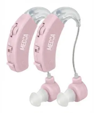 Hearing Amplifier - Set of 2 - Best Hearing Amplifiers That Fit Comfortable Behind The Ear for Women, Small & Discreet BTE Personal Sound Amplifier Pair (Pink) Hearing Amplifier - Set of 2 - Best Hearing Amplifiers That Fit Comfortable Behind The Ear for Women, Small & Discreet BTE Personal Sound Amplifier Pair (Pink)
