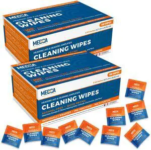 MEDca Hearing Aid Cleaning Wipes, 200 Individually Wrapped Alcohol-Free Pre-Moistened Wipes for Hearing Aids, Amplifiers, Earbuds, Headphones, Glasses & Electronics MEDca Hearing Aid Cleaning Wipes, 200 Individually Wrapped Alcohol-Free Pre-Moistened Wipes for Hearing Aids, Amplifiers, Earbuds, Headphones, Glasses & Electronics