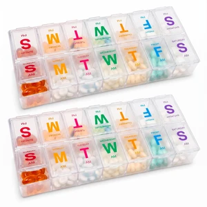 Extra-Large 7-Day AM PM Pill Organizer with Braille, 2 Pack Extra-Large 7-Day AM PM Pill Organizer with Braille, 2 Pack