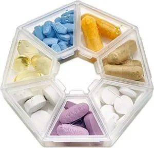 MEDca Weekly Pill Organizer Clear 7-Sided Pill Reminder, Round Shaped MEDca Weekly Pill Organizer Clear 7-Sided Pill Reminder, Round Shaped