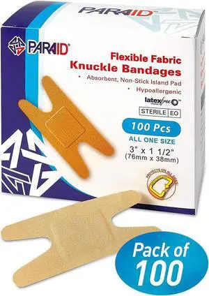 Flexible Fabric Bandages - Flex Fabric Adhesive Bandages Knuckle Bandages for Finger Care and to Protect Wounds from Infection - (100 Count Box)