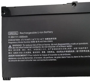 Battery for HP Pavilion Gaming 15/17, OMEN 15/17, TPN-Q211 C133 C134 Q193 Q194 SR03 SR04XL, 11.55V 4400mAh 48Wh, 2-Year Warranty Battery for HP Pavilion Gaming 15/17, OMEN 15/17, TPN-Q211 C133 C134 Q193 Q194 SR03 SR04XL, 11.55V 4400mAh 48Wh, 2-Year Warranty