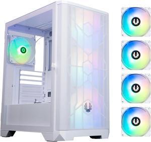 BitFenix NOVA MESH SE TG ARGB Edition Case, White Body/White Mesh, Tempered Glass Side Panel, ATX/Micro ATX/Mini ITX Form Factor, 4 x 3 pin 5V ARGB Fans Pre-installed, BFC-NSE-300-WWGKW-4A