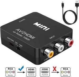 RCA to HDMI, AV to HDMI Converter,Aigrous 1080P Mini RCA Composite CVBS Video Audio Converter Adapter Supporting PAL/NTSC for TV/PC/ PS3/ STB/Xbox VHS/VCR/Blue-Ray DVD Players