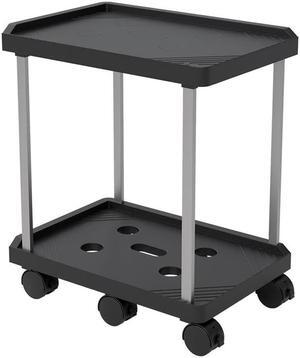 Aigrous Computer Tower Stand, 2-Tier ATX-Case CPU Holder Cart Under Desk Mobile PC Laptop Standing Table Home Office Gaming Accessories w/ Rolling Wheels