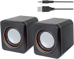 Computer Speaker, TkingDigi USB Speaker Small Mighty Solid Wired Multimedia Speaker for PC Monitor Desktop Laptop Gaming Smartphones Tablets Projectors TVs, 2 PKS
