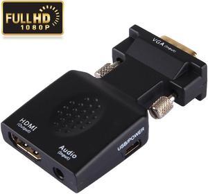 VGA to HDMI Adapter/Converter with Audio (Old PC to New TV/Monitor with HDMI), Aigrous Male VGA to HDMI Video Adapter for TV, Computer, Projector with Audio 3.5mm Audio Cable Included