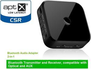 Bluetooth 5.0 Transmitter and Receiver, Aigrous 2-in-1 Wireless 3.5mm Adapter (aptX Low Latency, 2 Devices Simultaneously, For TV/Home Sound System)