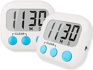 Aigrous Kitchen Timer (Upgraded),2-Pack No Frills Simple Operation, Big Digits, Loud Alarm, Magnetic Backing, Stand, White