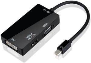 WPIT Mini DisplayPort 1.2/ Thunderbolt to 4K HDMI DVI VGA Passive Adapter Black