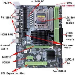 X58 Pro LGA1366 DDR3 ECC Memory Motherboard Desktop computer motherboard 1366 motherboard Gigabit Ethernet support ATI 120W