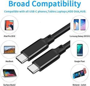 WPIT 6FT USB-C TO USB-C  PD 100W Fast Charging Data CABLE,Type-c Male to Male Cable 480Mbps-Black